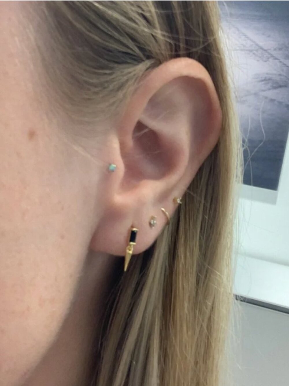 The Raelynn sterling silver gold onyx stud dangle spike earrings delicate dainty